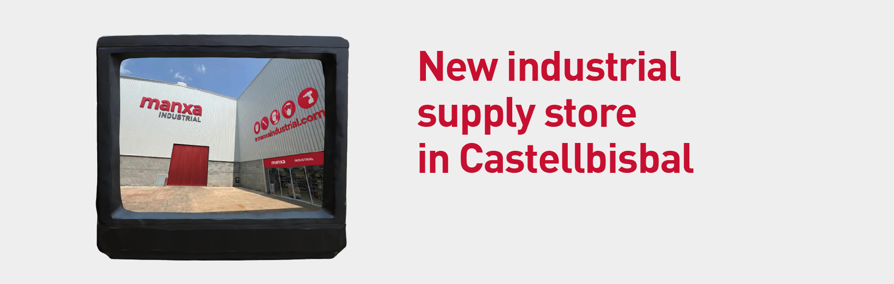 Image of a TV showing the facade of the new Castellbisbal store